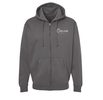Dernier Distressed Script Zip Up Hoodie