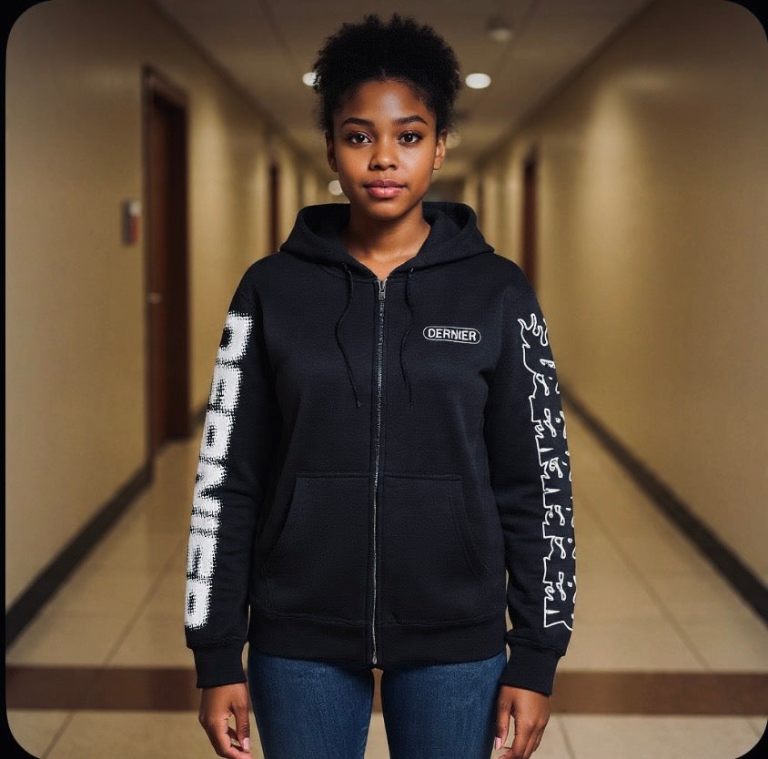 Dernier Script Zip Up Hoodie